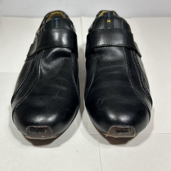 Vtg Rockport I.Travel Men Shoes Black Leather Slip On Hook & Loop Strap Sz 43/ 9